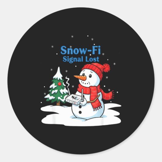 Snow-fi Signal Lost Funny Christmas Snowman Wifi Runder Aufkleber (Vorderseite)