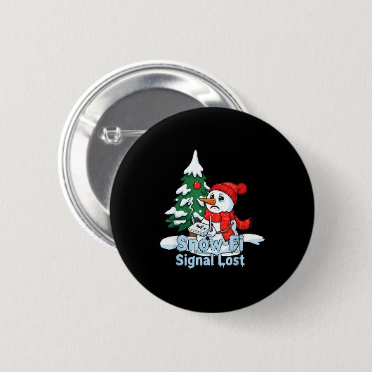Snow-fi Signal Lost Funny Snowman Christmas Art  Button (Vorne & Hinten)