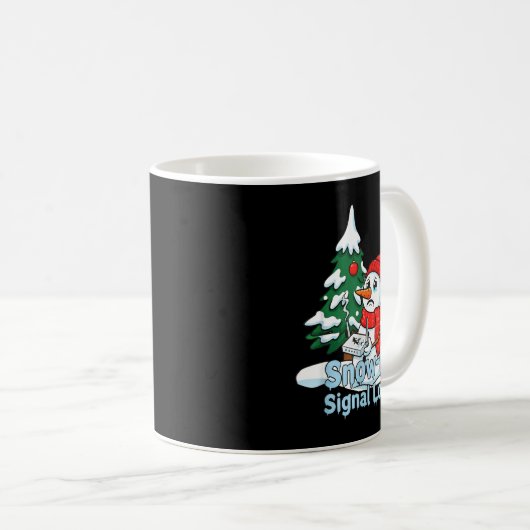 Snow-fi Signal Lost Funny Snowman Christmas Art  Kaffeetasse (VorderseiteRechts)
