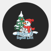 Snow-fi Signal Lost Funny Snowman Christmas Art Runder Aufkleber (Vorderseite)