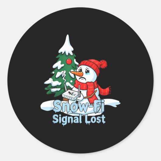 Snow-fi Signal Lost Funny Snowman Christmas Art Runder Aufkleber (Vorderseite)