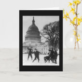 Snow Fight at Capital Washington, DC 1925 Karte (Gelbe Blume)