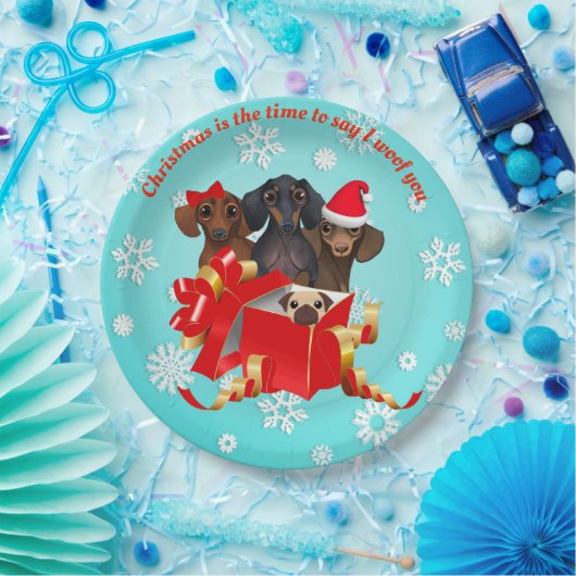 Snow Flake Dackel Holiday Party Teller (Party)