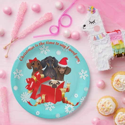 Snow Flake Dackel Holiday Party Teller (Party)