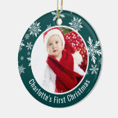 Snow Flakes Frame Baby's First Christmas Foto Keramik Ornament (Links)