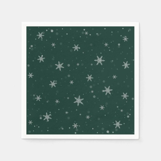 Snow Flakes Grüne Weihnachten Serviette (Vorderseite)