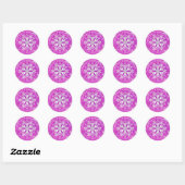 Snow Flakes Magenta Runder Aufkleber (Blatt)