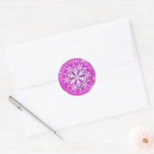 Snow Flakes Magenta Runder Aufkleber (Umschlag)