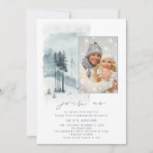 Snow Forest Foto in Us QR Abend Party Hochzeit Einladung (Vorderseite)