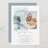 Snow Forest Foto in Us QR Abend Party Hochzeit Einladung (Vorne/Hinten)