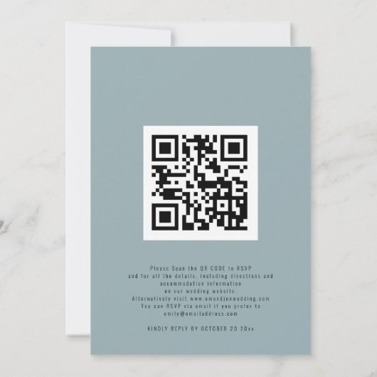 Snow Forest Foto schließen sich uns QR Code Blue W Einladung (Rückseite)