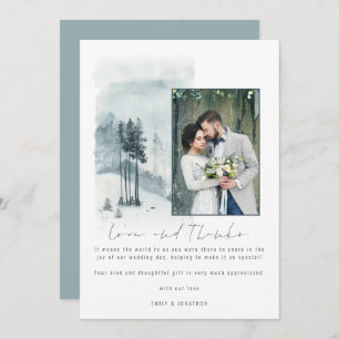 Snow Forest Wedding Foto Liebe und Dank Dankeskarte