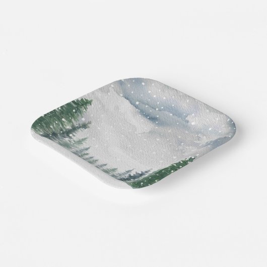 Snow Forest Winter Wonderland Baby Dusche Party Pappteller (Gewinkelt)