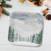 Snow Forest Winter Wonderland Baby Dusche Party Pappteller