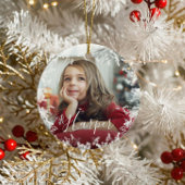 Snow Frame Minimal 2-Foto-Individuelle Name-Skript Keramik Ornament