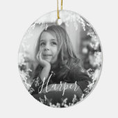 Snow Frame Minimal Schwarz/Weiß Foto Individuelle Keramik Ornament (Links)