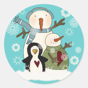 Snow Friends T - Shirt und Geschenke Runder Aufkleber