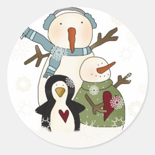 Snow Friends T - Shirt und Geschenke Runder Aufkleber