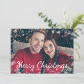 Snow Frohe Weihnachts-Foto Weihnachtskarte (Stehend Vorderseite)