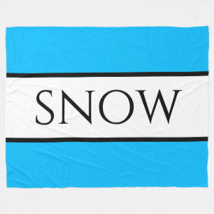 SNOW Fun Wide Bold Bright Sky Blue White Stripes Fleecedecke