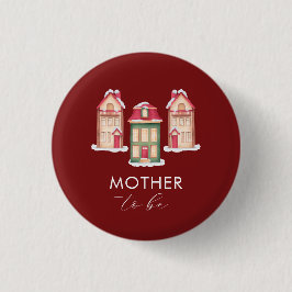 Snow Gingerbread Village Mother To Be Baby Shower Button