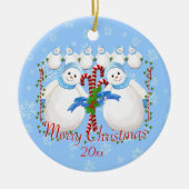 Snow Girls und Candy Canes Christmas Sake Orna Keramikornament (Vorne)