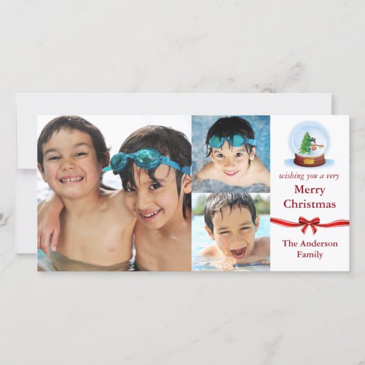 Snow Globe 3 Fotos Weihnachten - Fotokarte (Vorderseite)