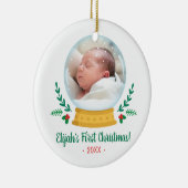 Snow Globe Baby's First Christmas Foto Keramik Ornament (Rechts)