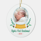 Snow Globe Baby's First Christmas Foto Keramik Ornament (Links)