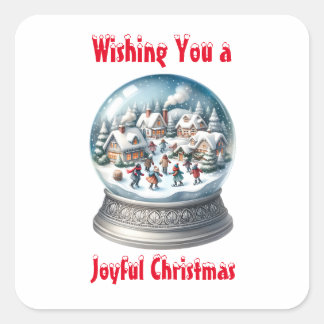 Snow Globe Blank Weihnachten Quadratischer Aufkleber