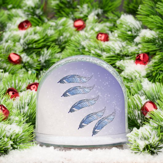 Snow Globe - Blauer Federn Floating Schneekugeln (Weihnachten)