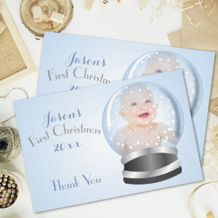 Snow Globe blue boy Baby's 1. Weihnachtsjung Foto Seidenpapier