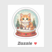 Snow Globe Cat Magical Christmas Winter Sticker (Blatt)