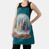 Snow Globe Colorful Christmas Tree Forest Schürze (InSitu)