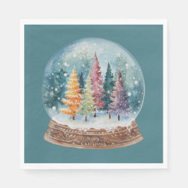 Snow Globe Colorful Christmas Tree Forest Serviette