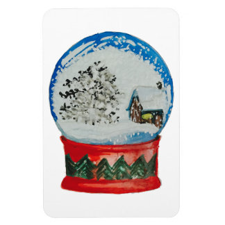 Snow Globe Crystal Ball Winter Village Weihnachten Magnet
