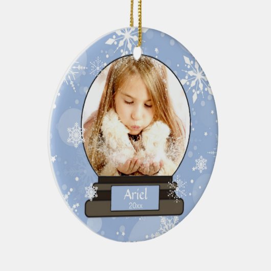 Snow Globe Custom Foto Beautiful Keramikornament (Rechts)