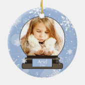 Snow Globe Custom Foto Beautiful Keramikornament (Hinten)
