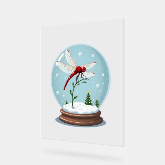 Snow Globe Dragonfly Acrylschild (Winkel)