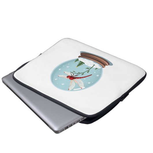 Snow Globe Dragonfly Laptopschutzhülle (Vorne Knopf)