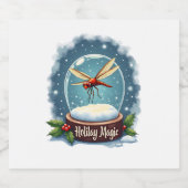 Snow Globe Dragonfly Schaumweinetikett (Einzelnes Label)