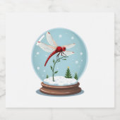 Snow Globe Dragonfly Schaumweinetikett (Einzelnes Label)
