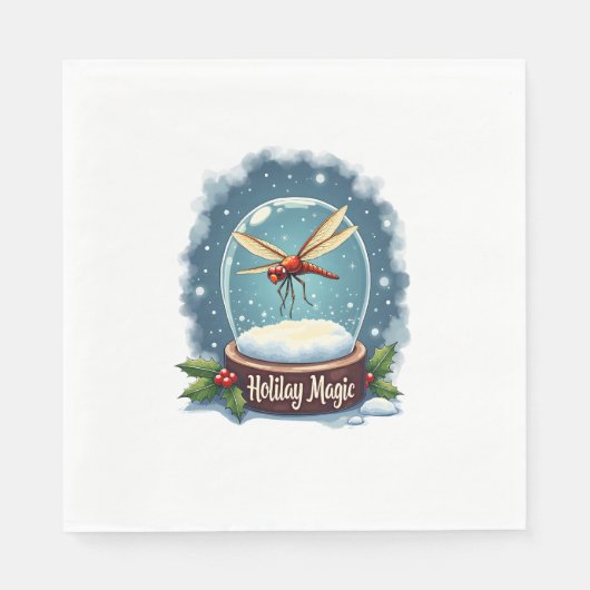 Snow Globe Dragonfly Serviette (Vorderseite)
