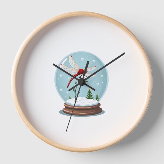 Snow Globe Dragonfly Uhr (Vorderseite)