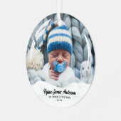 Snow Globe Effect Baby's 1. Weihnachten 2-Foto Ornament Aus Metall (Vorderseite links)