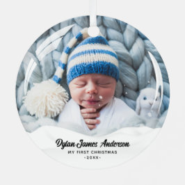 Snow Globe Effect Baby's 1. Weihnachten 2-Foto Ornament Aus Metall