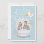 Snow Globe Foto Blue Christmas Card Einladung (Vorderseite)
