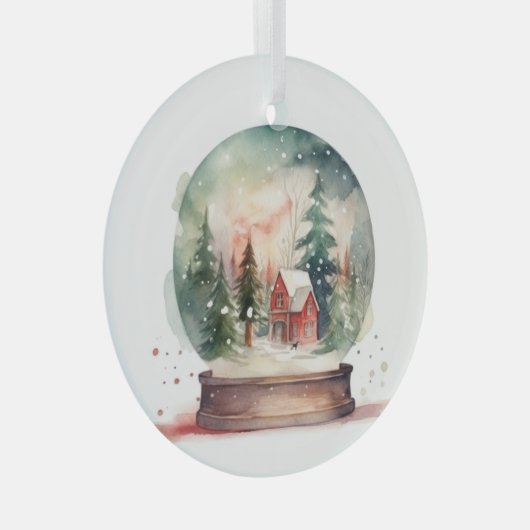 Snow Globe Glass Ball Winter Wunderland Weihnachte Ornament Aus Glas (Vorderseite Rechts)