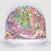 Snow Globe HAND DRAWN CHRISTMAS SCENE Schneekugeln (Vorderseite)