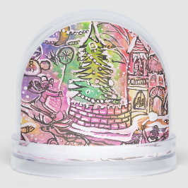 Snow Globe HAND DRAWN CHRISTMAS SCENE Schneekugeln